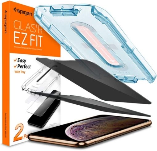 Picture of Spigen Tempered Glass Screen Protector [Glas.tR EZ Fit] designed for iPhone 11 Pro Max/iPhone Xs Max [2Pack] - Privacy
