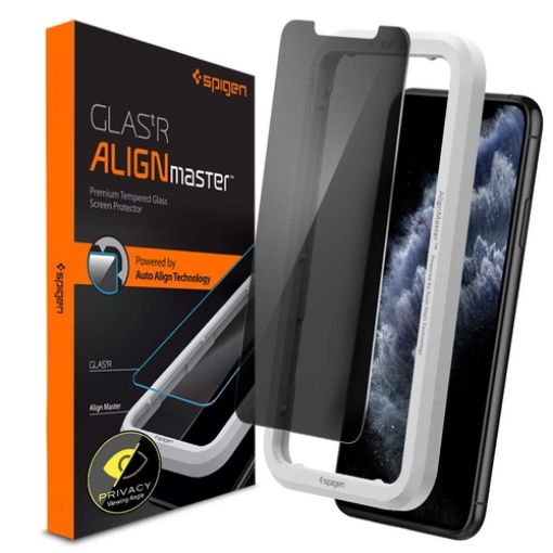 Picture of Spigen AlignMaster Anti-Bluelight Tempered Glass Screen Guard for iPhone 11 Pro Max/Xs Max - 1 Pack