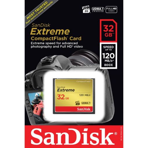 Picture of SanDisk Extreme 32GB Compact Flash Memory Card UDMA 7 Speed Up To 120MB/s