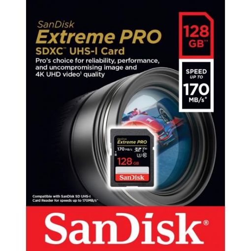 Picture of SanDisk 128GB Extreme PRO SDXC UHS-I 170MB/s C10 Memory Card