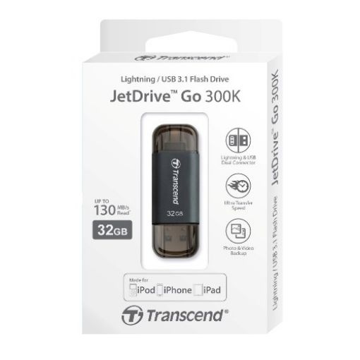 Picture of Transcend JetDrive Go 300 Flash Drive 32GB For IOS - TS32GJDG300K