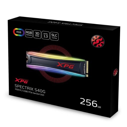Picture of Adata XPG S40G 256GB RGB 3D NAND PCIe Gen3x4 NVMe 1.3 M.2 2280 SSD